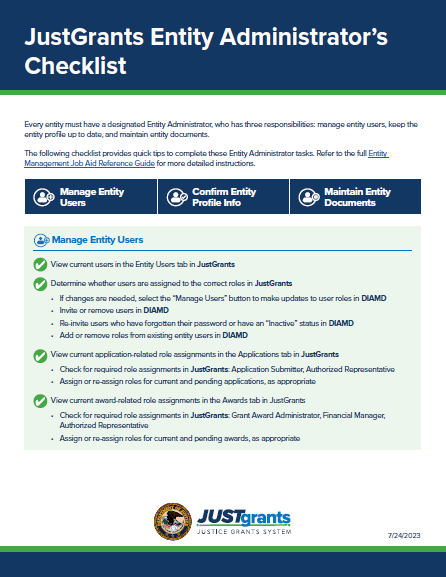 DOJ Application Submission Checklist