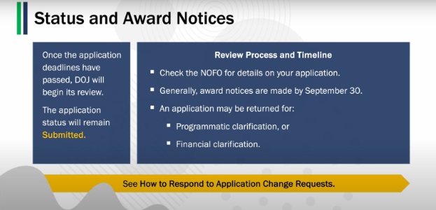 Click Here to Watch Video: Status and Award Notices